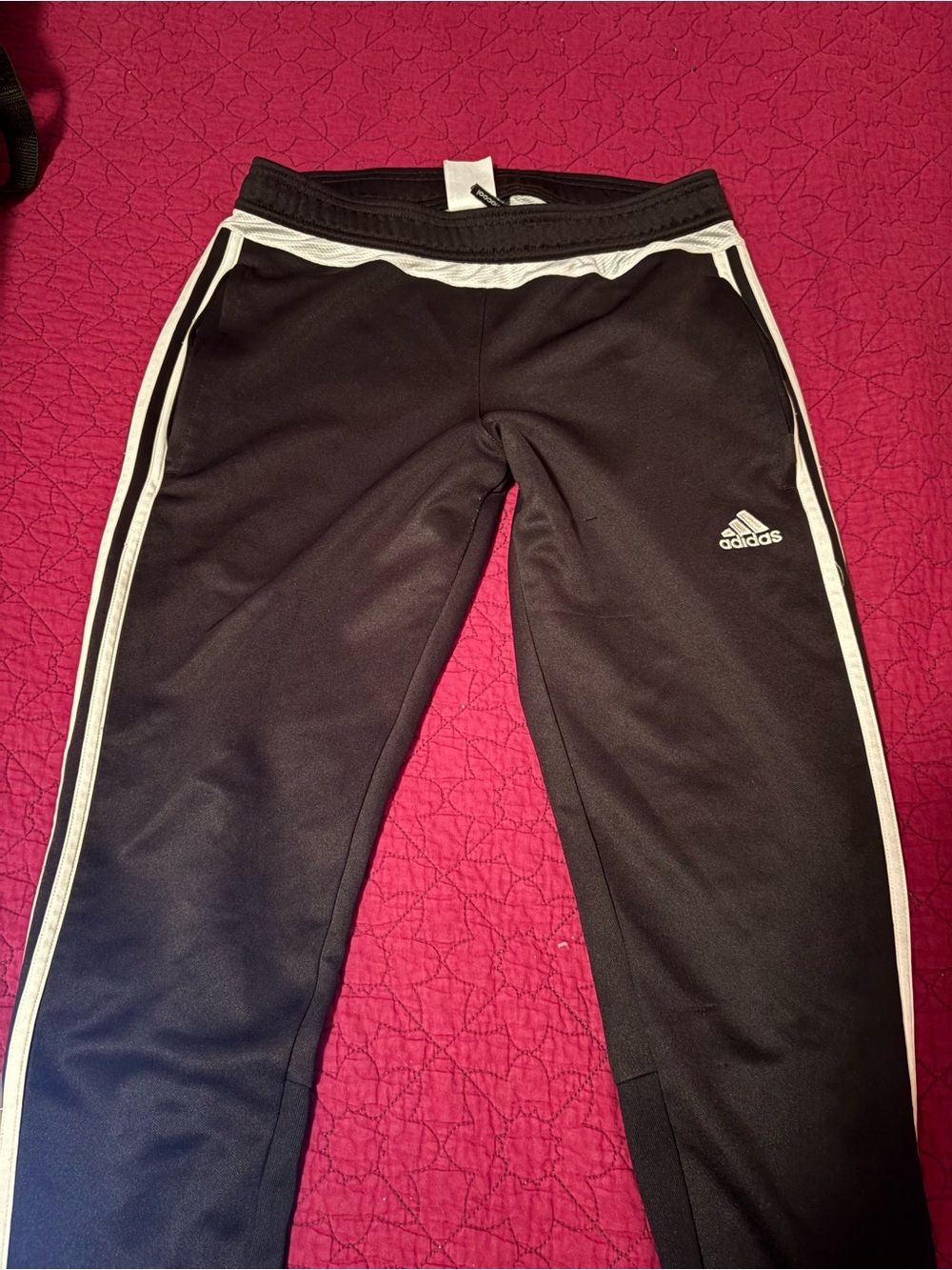 adidas Black Jogger Pants with White Side Stripes